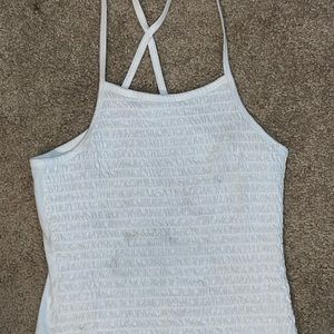 White ruffle tank top